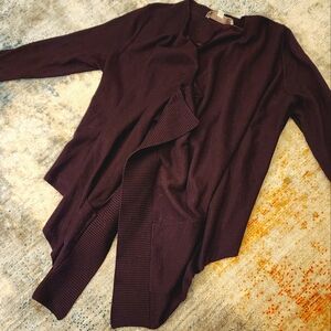 Loft 3/4 Sleeve Open Front Waterfall Cardigan